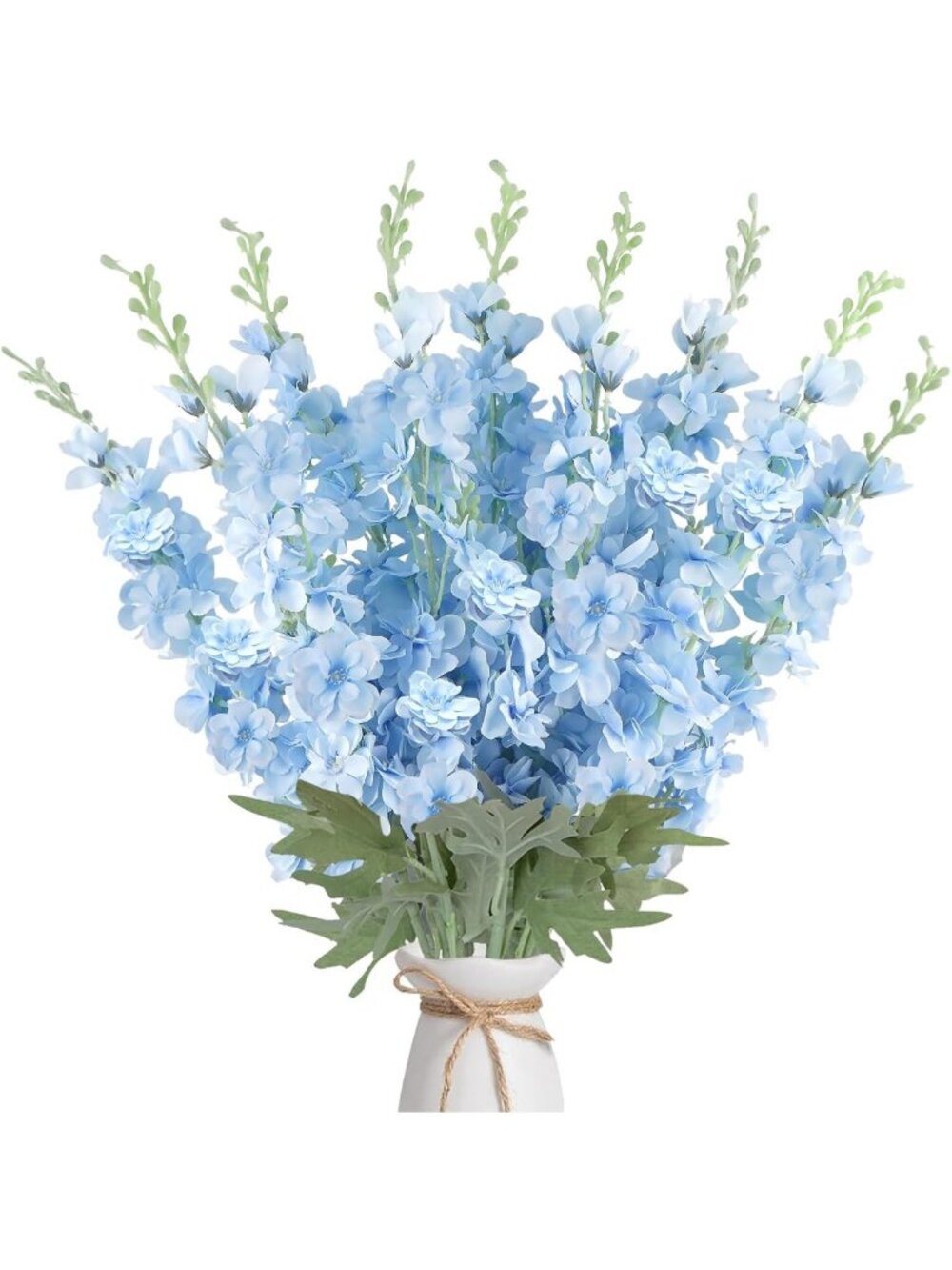 16Pcs Light Blue Delphinium Faux Flowers - 33.5'' Long Stem Floral Decor